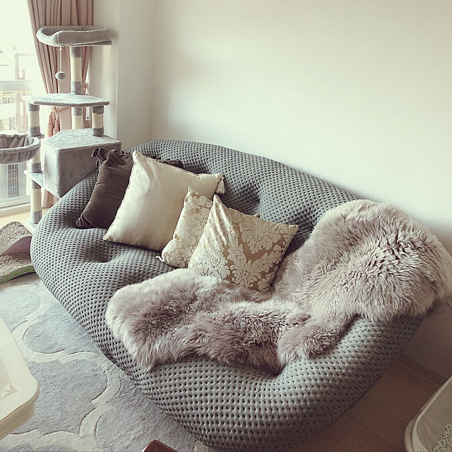 キャットタワー,リビングインテリア,リビング,ソファ,リーンロゼプルム,リーンロゼ,猫達と平凡に暮らせて感謝,猫,ねこ,ねこのいる日常,クッション,ムートンラグ,Lounge nene6の部屋