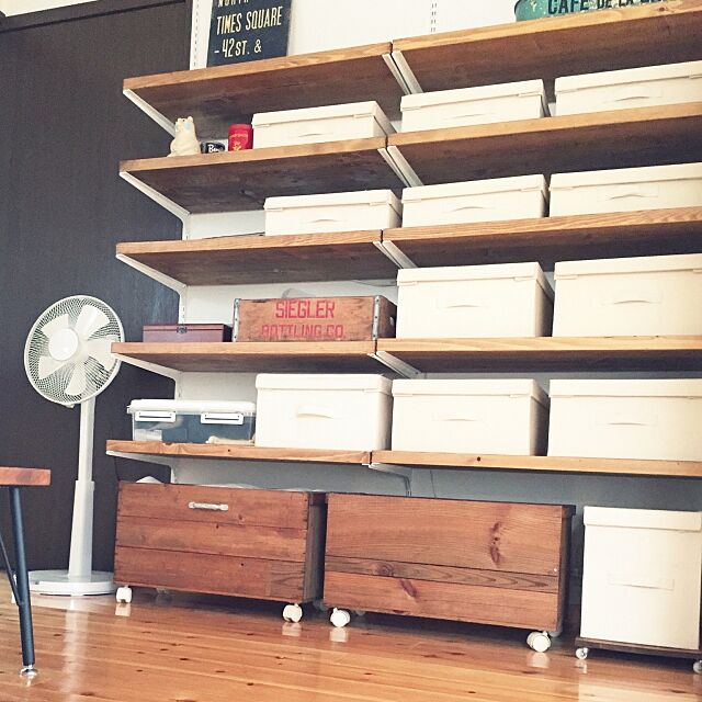 My Shelf,りんご箱リメイク,りんご箱,壁面 収納,無印良品,シンプル,男前化計画,造作棚 ancoの部屋
