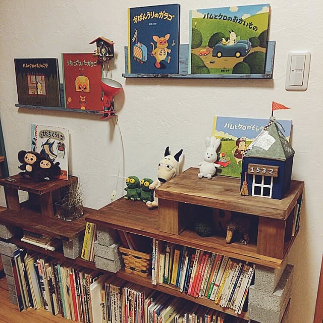 My Shelf,連投すみません(｡><),DIY,いつもありがとうございます(*≧∀≦*),雑貨,キッズコーナー DIY ,絵本棚 手作り,手作りの棚,ブロック,子供部屋 mjの部屋