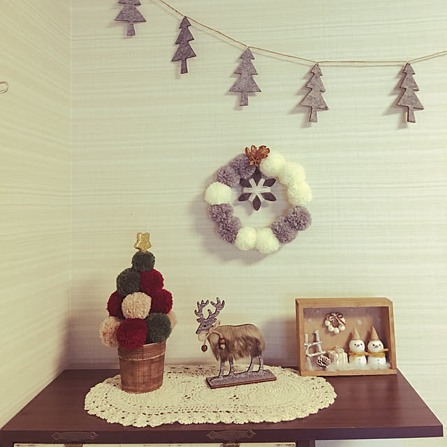 My Shelf,トナカイさん毛深いよ,ハンドメイド,ポンポンリース,ポンポンツリー,クリスマス,ナチュラルも好き,DIYおばちゃん,おうちカフェ❁︎,狭い我が家,押し逃げごめんなさい|ω･`),出逢いに感謝♡,いいね！ありがとうございます◡̈♥︎ meguko.ryanの部屋