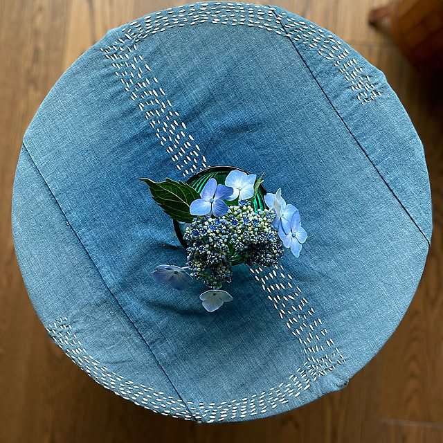 刺し子,紫陽花,古布のある暮らし,初夏,植物のある暮らし,逢,My Desk buchiの部屋