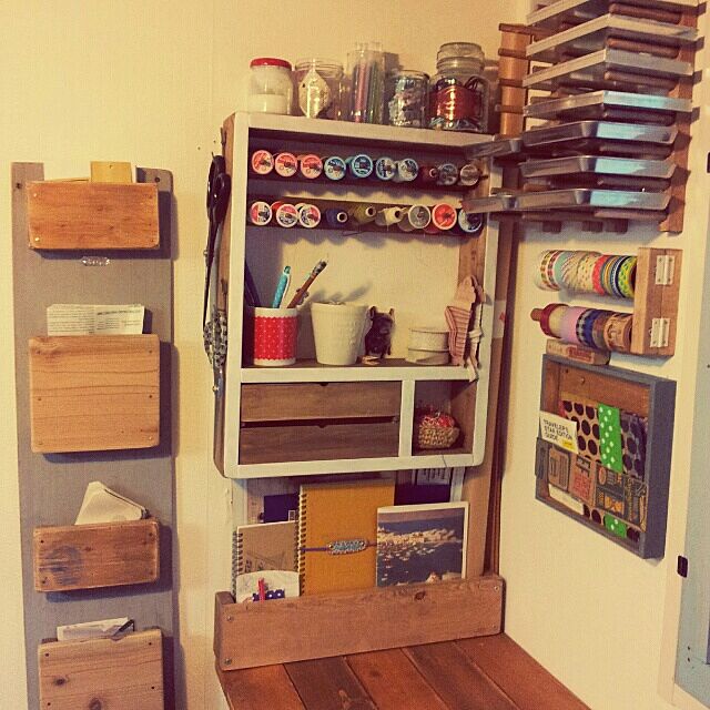 My Desk,収納,アトリエスペース,作業台,DIY　,ディッシュスタンド,糸立て suzyの部屋