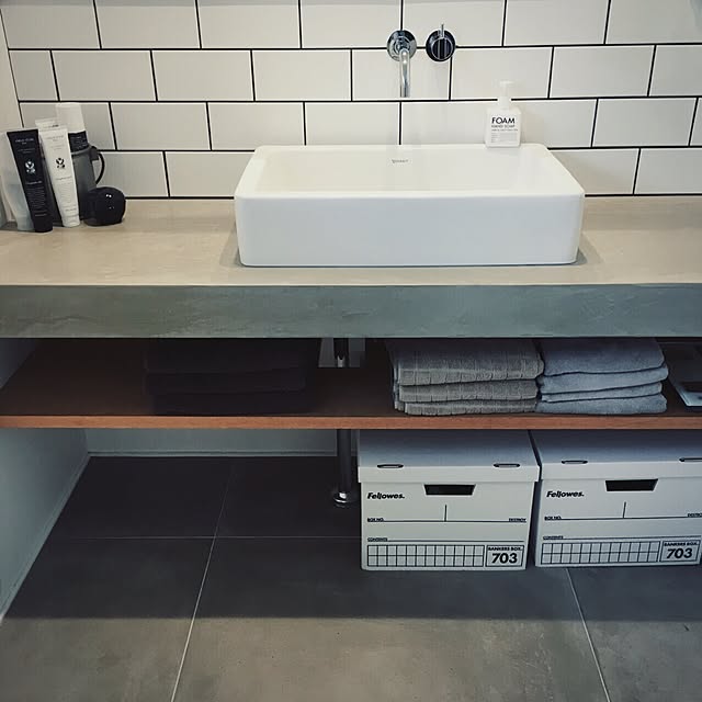 Bathroom,D&DEPARTMENT,bloc,サブウェイタイル,モルタル,mortex,DURAVIT,ヤコブセン,PUEBCO,バンカーズボックス tamacoの部屋