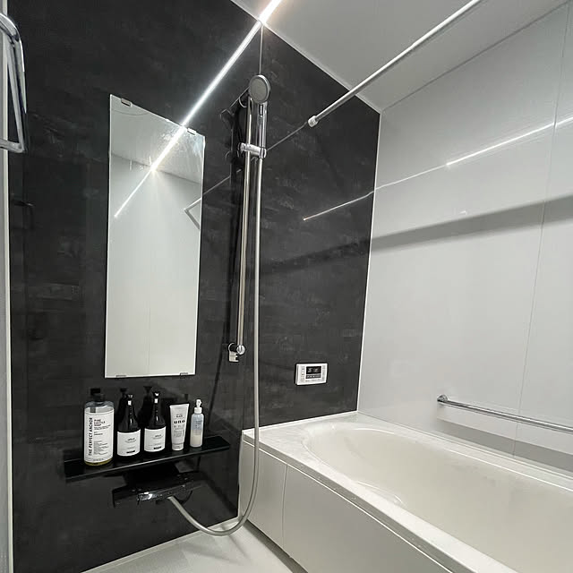 モノトーン好き,モノトーン,フラットラインLED照明,Panasonic お風呂,Panasonic,マイホーム,注文住宅,戸建て,Bathroom,オフローラ Riの部屋