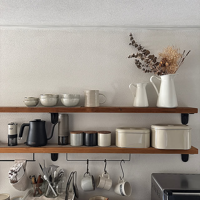 Kitchen,古材×アイアン,古材風,みせる収納,壁面収納,いいね&フォローありがとうございます moana_no_ieの部屋
