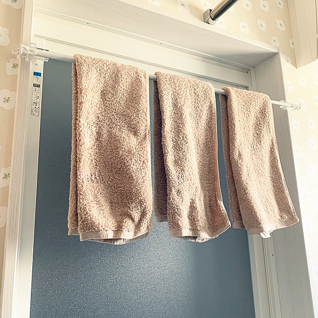 Bathroom,タオル掛け,タオル置き場,セリア,鴨居フック,フック imama824の部屋