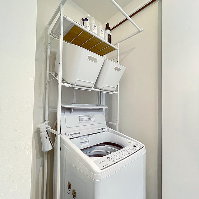Bathroom,平安伸銅工業 伸縮可能洗濯機ラック,ランドリーラック,記録用,平安伸銅工業,やわらかポリエチレンケース・大,無印良品,洗濯機まわりの収納,ビートウォッシュBW-V70G,洗濯機 funiの部屋