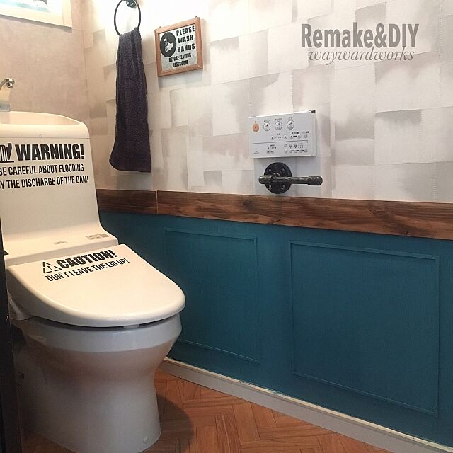 Bathroom,rash,壁紙屋本舗,waywardworks,ブルー化,バターミルクペイント,ペイント,カリフォルニアスタイル,模様替え,リメイク,壁紙,カッティングシート,DIY,関西好きやねん会,しゃれとんしゃあ会,RC奈良支部,インスタ→Shakitro,100均,Daiso,セリア shakikoの部屋