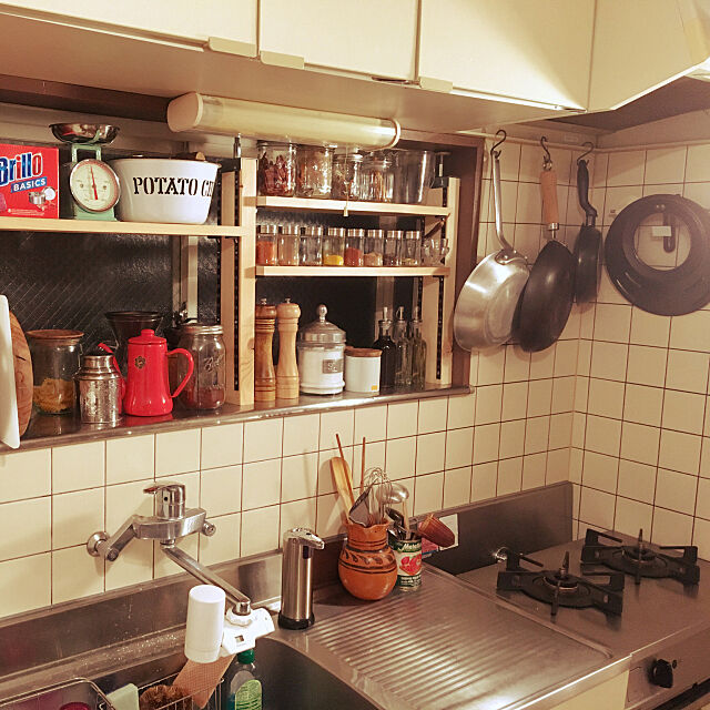 Kitchen,スパイスラック DIY,ディアウォール棚,DIY,ダイソー,100均,ハンドメイド,料理好き Koichiの部屋