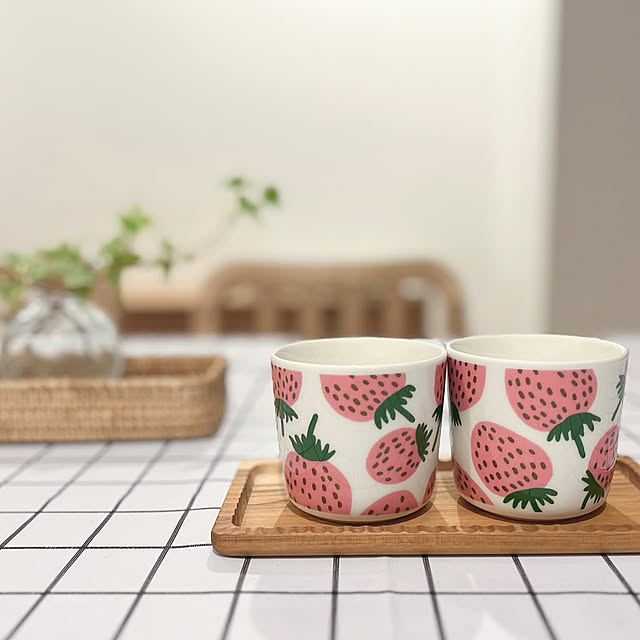 ラテマグ,いちご柄,MANSIKKA,marimekko,マリメッコ,マンシッカ,リノベーション,団地リノベーション,団地インテリア,インテリア好きな人と繋がりたい,IG→fuko55home,北欧インテリア,My Desk fuko55の部屋