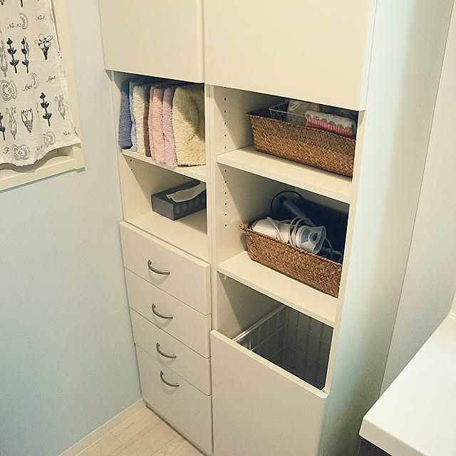 Bathroom,ドライヤー置き場,10000人の暮らし,●●の置き場所,タオル収納,洗濯かご,カインズ ki-の部屋