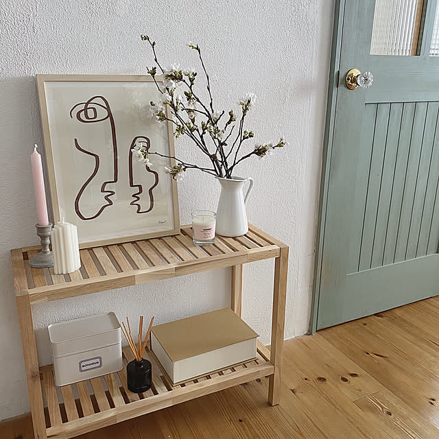 ソイキャンドル,木製ドア,桜,ポスター,クッキー缶,花のある暮らし,ソストレーネグレーネ,ZARA HOME,中古住宅,H&M HOME,漆喰の壁,韓国インテリア,Francfranc,On Walls saooo39の部屋