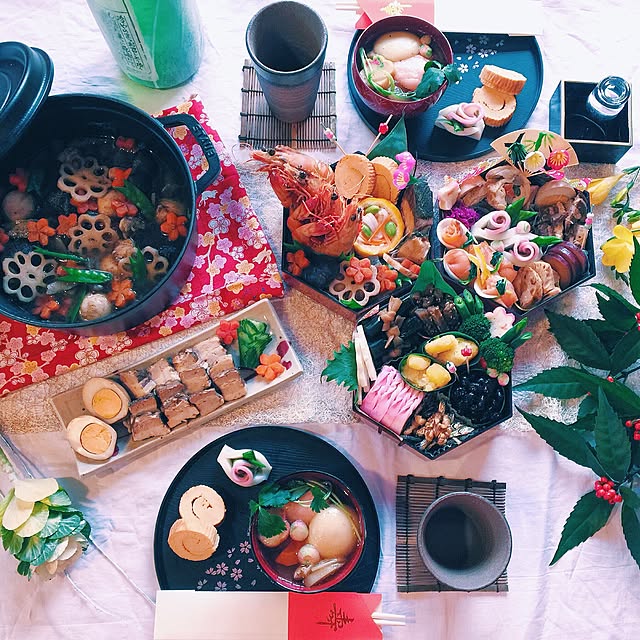 My Desk,和食器,食卓,テーブルコーディネート,STAUB,ストウブ,お正月,手作りおせち,重箱,おせち料理,漆器,テーブル fuuの部屋