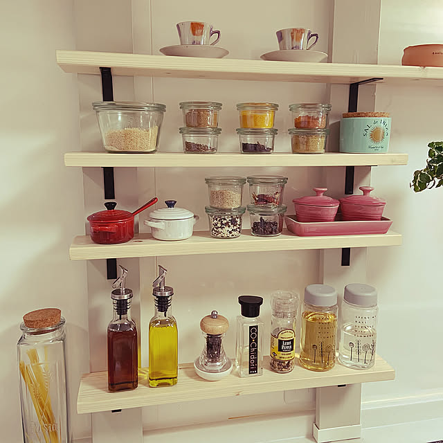 スパイスラック,DIY,セリア,ラブリコ,ラブリコ 1×4,Kitchen,スパイスラック DIY,アイアンバー,キッチン棚DIY,セリア　アイアンバー,L字ブラケット NaNaの部屋