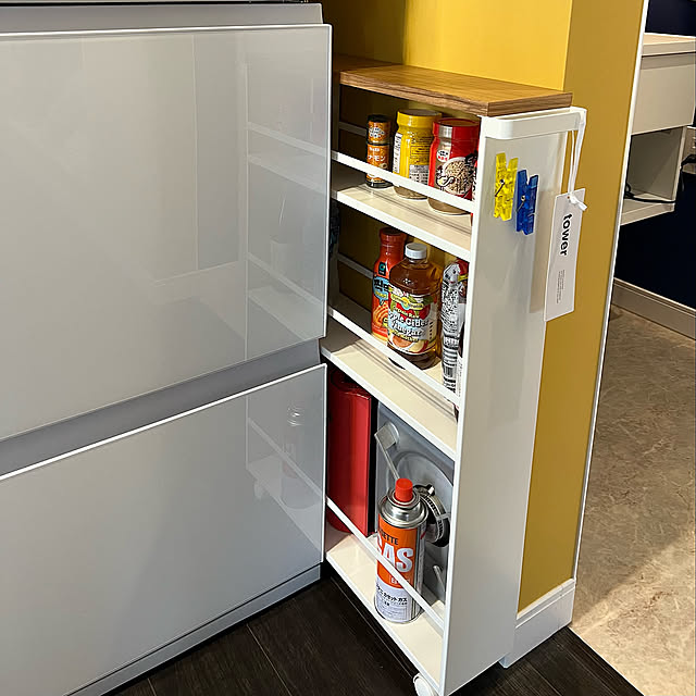 デッドスペース活用,デッドスペース,冷蔵庫,スリムワゴン,山崎実業,towerシリーズ,tower,新生活,アンティーク,海外風,洋館,アメリカン,カラフルインテリア,壁,洋館風,輸入住宅,北欧インテリア,レトロ,お気に入りスペース,インテリア,お気に入り,新築,洋風,洋館インテリア,北欧,雑貨,注文住宅,海外風インテリア,Kitchen okamakiの部屋