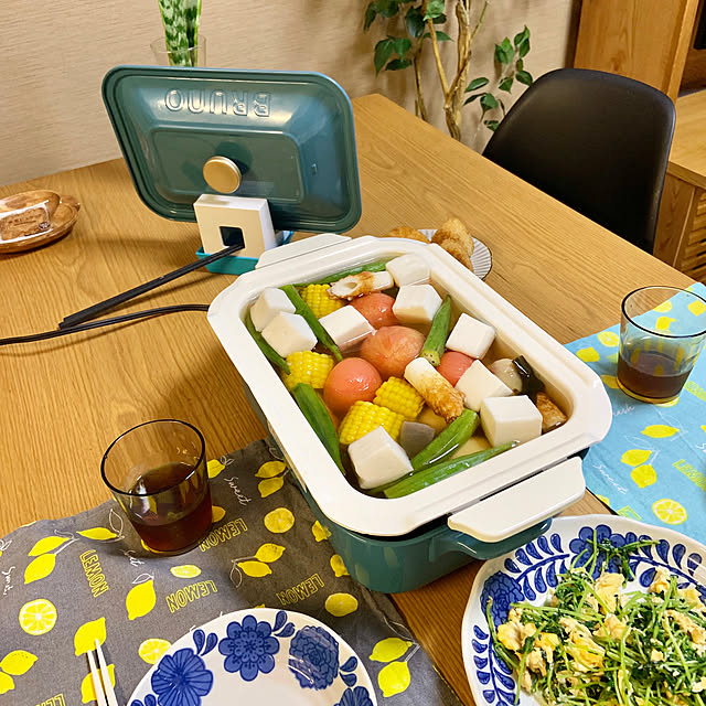 溢れる生活感,手抜き料理,ブルーグレー,鍋プレート,ブルーノホットプレート,キッチン家電,My Desk,夏野菜,アピュイマルチスタンド,BURUNO Minteaの部屋