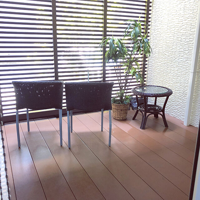 格子,ガーデンテーブル＆チェア,ウッドデッキ,Overview,アウトドアリビング Mamiyの部屋