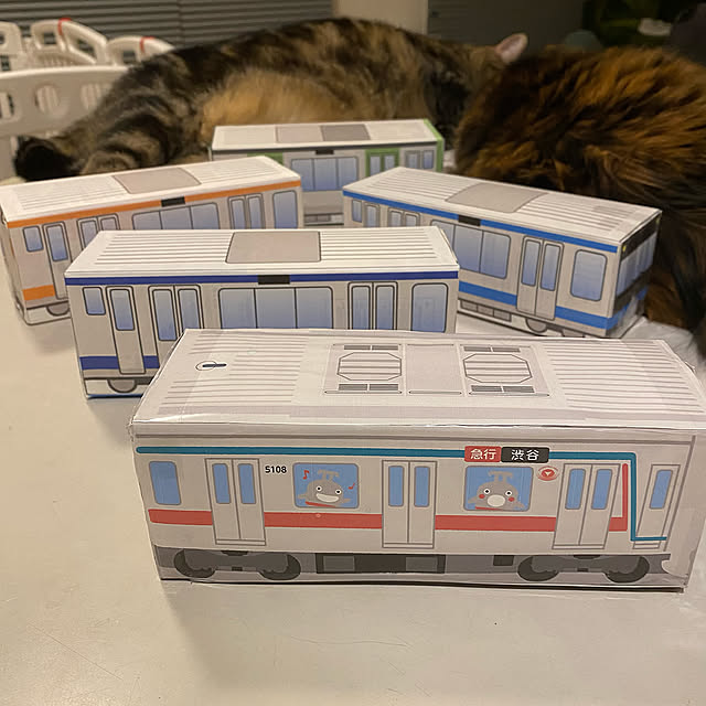 東横線,電車好き！,電車,手作りおもちゃ,牛乳パック,工作,おもちゃ,もなかちゃん,まるちゃん,ねこと暮らす。,ねこと暮らす,猫,ねこ mikomaruの部屋