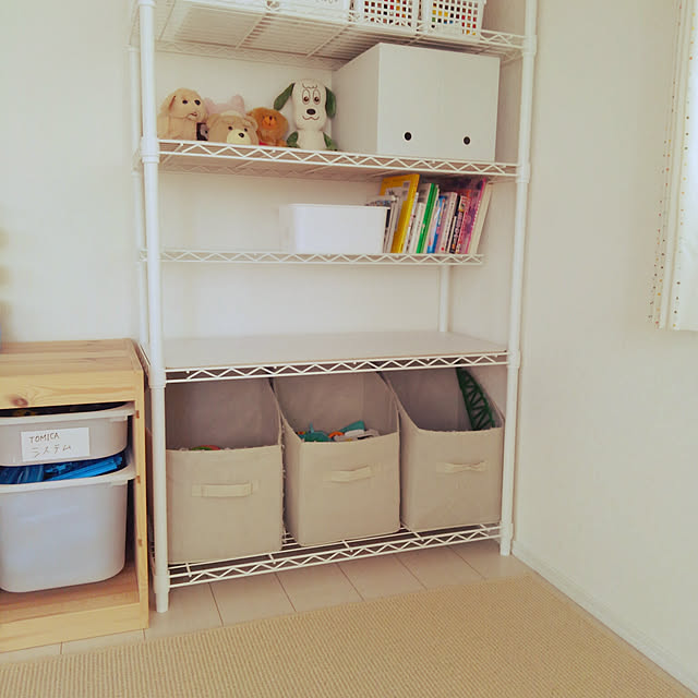 My Shelf,山善さんのスチールラック,模様替え,スチールラック,絵本棚,お絵描きスペース,山善,子供部屋,トロファスト,IKEA,おもちゃ,子供の成長にあわせて,無印良品,ファイルボックス,100均,セリア,プレイテーブル,トミカプラレール Marikoの部屋