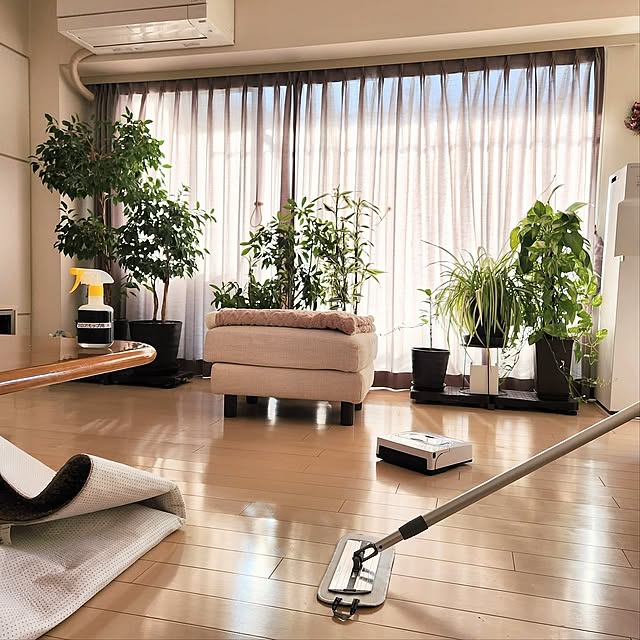 モップ,大掃除,掃除,Panasonic,マンション暮らし,観葉植物のある暮らし,買ってよかったもの,床掃除,床拭きロボット,ローラン,MQ Duotex,Panasonicローラン,MQ.クライメートスマートプレミアム,30センチグレー,ブランケット,フロアモップ,掃除用品,東京インテリアのカーテン,On Walls,拭き掃除 love1017の部屋