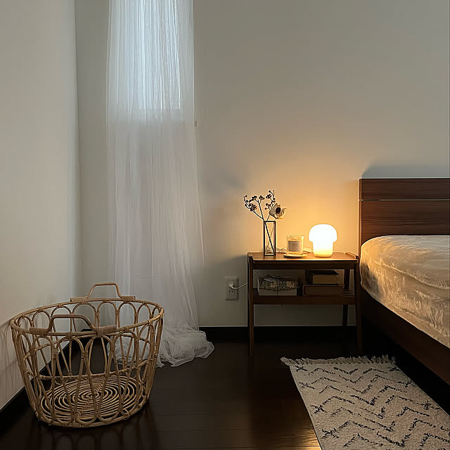 スニダード,リル,IKEAの照明,IKEA,お気に入りのかご・バスケット,ウッド沼,プチプラインテリア,かごが好き,ドライフラワーのある暮らし,プチプラアイテム,salut!,3COINS,Bedroom m_teeの部屋