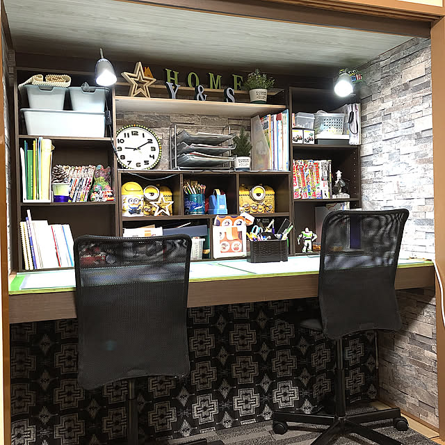 子供部屋,2020.1.25,壁紙,押入れデスク,ニトリ,団地暮らし,IKEA,カラーボックス,My Desk,押入れ改造,押入れDIY,団地,100均,4.5畳,押入れ,クリップライト,男前 Mitsuの部屋