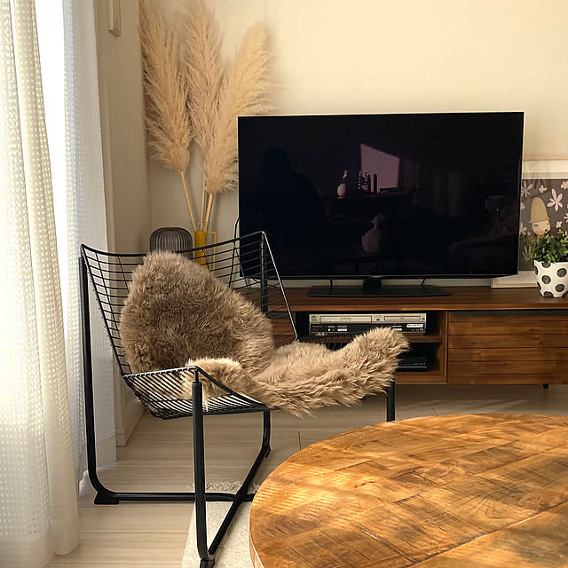 Lounge,パーソナルチェア,IKEA SKALBODA,冬の模様替え,IKEA,観葉植物のある部屋,unico,noce,IKEA フェイクファー Rio333の部屋