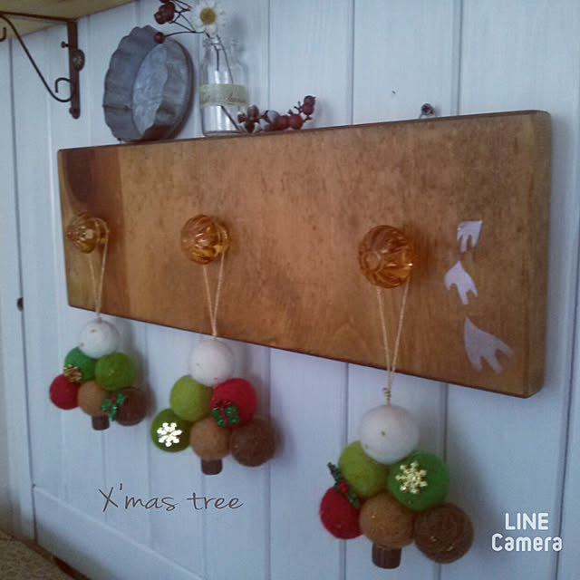 Lounge,セリア,木の実,羊毛フェルト,南天,羊毛フェルト好き,ハンドメイド,ツリー*,X'mas始めます amiの部屋