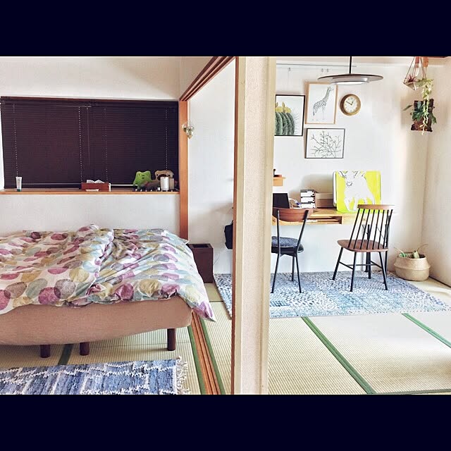 Bedroom,アートフレーム,パソコン周り,和室,賃貸,築20年,IKEA,無印良品 hitomiの部屋