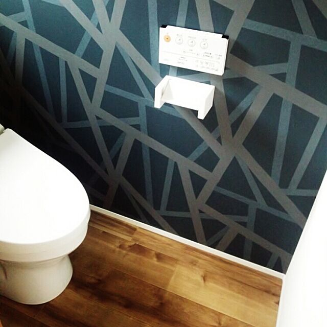Bathroom,壁紙,アクセントクロス,幾何学模様,TOTOトイレ,TOTO nabodayoの部屋