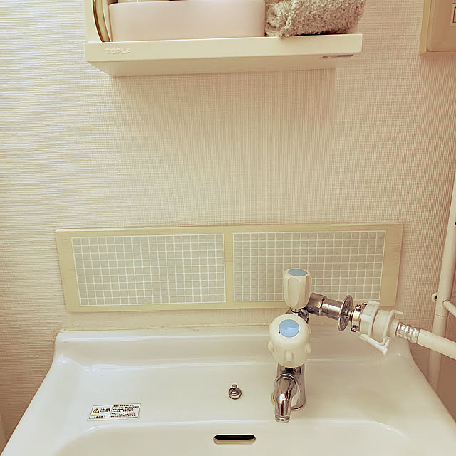 Bathroom,壁,洗面台DIY,洗面台,プチDIY,タイルシール,30代の部屋,UR団地,100均 himeの部屋