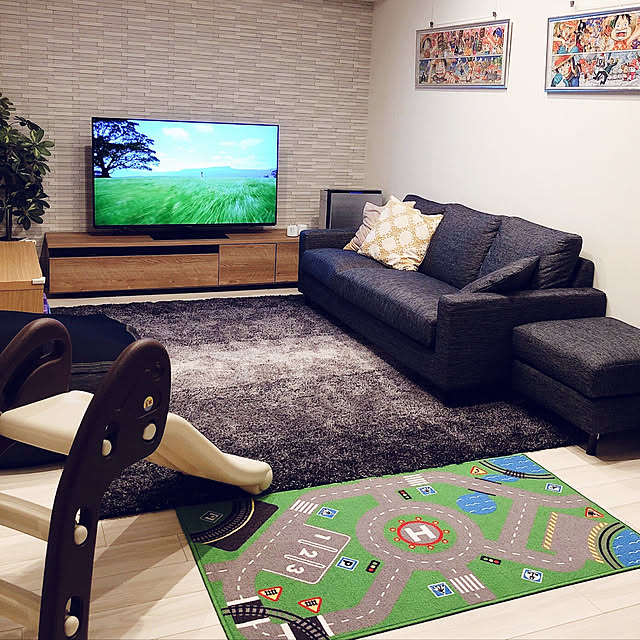 ぼちぼち投稿,ONEPIECE,こどものいる暮らし,パズル,ラグ,ニトリ,テレビボード,フェイクグリーン,滑り台,アートのある暮らし,無印良品,LOWYA,IKEA,Overview yu_komamaの部屋