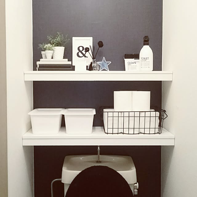 Bathroom,モノトーン,セリア,フェイクグリーン,mon･o･tone,無印良品　,ニトリ,flancflanc,ワイヤーバスケット,ブックカバーで、中身を隠す作戦w,モノトーンに憧れて,キャンドゥ,突っ張り棒で棚,つっぱり棒 asokosamaの部屋