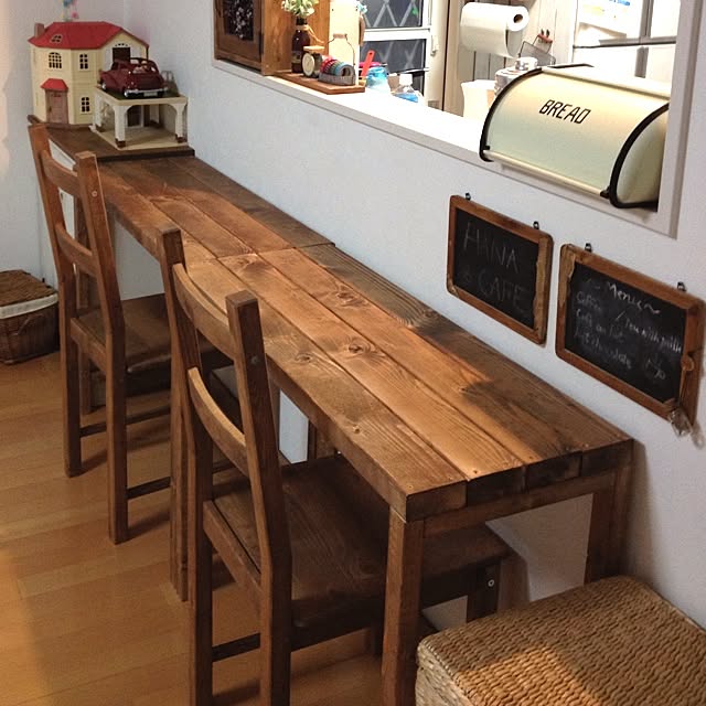 Lounge,DIY家具,カウンターテーブル,ダイニング側 hanakkumaの部屋