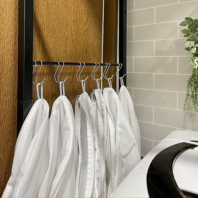 洗濯ネット,ランドリー,ステンレス横ブレしにくいフック,フック,2人暮らし,無印良品,Bathroom yasuyo66の部屋