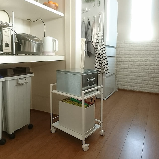 Kitchen,米びつ,トタンボックス,トタンボックス・フタ式・大,キッチンワゴン,スチールワゴン,山善,ゴミ袋収納,ファイルボックス収納 yukoの部屋