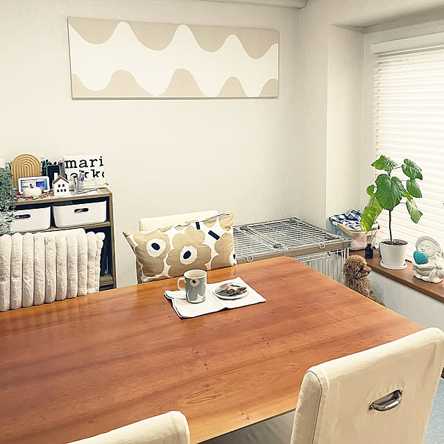 Lounge,観葉植物,ハルちゃん,アクタス,ウンベラータ♡,ナチュラルインテリア,ウニッコ,ロッキ,ファブリックパネル手作り,マリメッコ,マリメッコファブリックパネル,壁飾り kawauso15の部屋