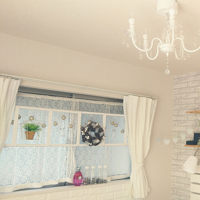 Bedroom,寝室の壁,IKEAのシャンデリア kazuの部屋