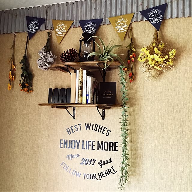 On Walls,ドライフラワー,波板サビ加工,波板DIY,セリアガーランド,ミニ模様替え,日替わり投稿企画!金曜日,押し逃げゴメンなさぃ|ω˂̶๑)੭༡ gurisukeの部屋