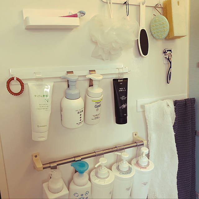吊るす収納,浮かせる収納,セリア,Bathroom sucoriの部屋