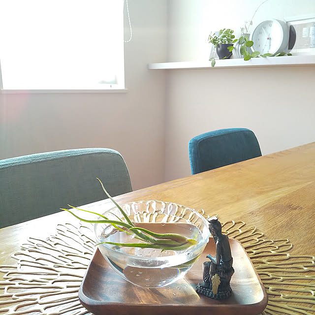 Lounge,日の光,窓辺,chilewich,読んでくれてありがとうございます♡,見てくれてありがとうございます♡,フォロワーの皆さまに感謝です♡,エアプランツ,T.カプツメドーサ,ソーキング,SDGsの小さな取り組み,再利用できるものは使う,無印良品,IKEA 雑貨,西側の窓,日曜日の夕方,癒しの弥勒菩薩像,仏像ガチャ,癒し,美しい後ろ姿,保存して下さりありがとうございます♡ Haの部屋