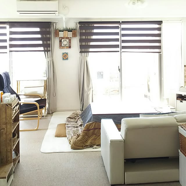Lounge,こたつ,ミーツ,セリア,DIY棚,踏み台DIY,かご,イケアチェア,ダイソー,ニトリ,2017.2.16 flannel.の部屋