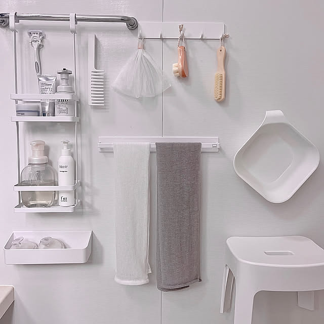 Bathroom,整理収納,浮かす収納,浮かせる収納,お風呂収納,白が好き,北欧雑貨 mikiの部屋