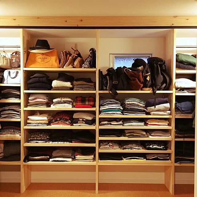 My Shelf,洋服収納,見せる収納,ウォークインクローゼット,オーダー家具,クローゼット,パイン材,木が好き,bino wave ayaya.hanaの部屋