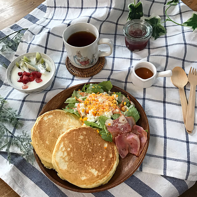 パンケーキ食べたい？,国際女性デー,FESTA DELLA DONNA,ミモザサラダ,ミモザの日,おうちカフェ,カフェ風,おうちcafe,My Desk,IKEA,19.3.8,WEDGWOOD,IKEAのキッチンクロス,WECK sokatanの部屋