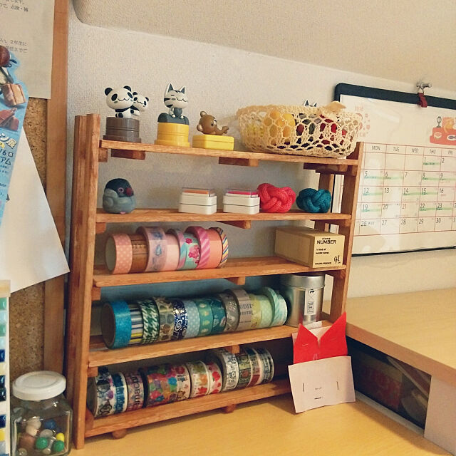 My Shelf,マスキングテープ収納,キャンドゥ,すのこ棚DIY,ダイソー木材,little-twin-starさん chiz3の部屋
