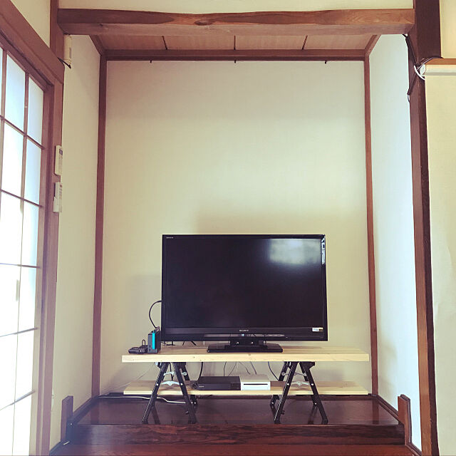 脚立テレビ台,床の間,漆喰壁,DIY,Lounge gamuchoの部屋
