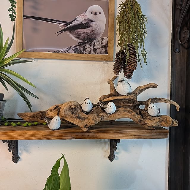 Lounge,オブジェ,木の家,田舎暮らし,日本家屋,古民家風,雑貨大好き,観葉植物,シマエナガ,流木ディスプレイ,セリアの雑貨,ハンドメイド naoの部屋