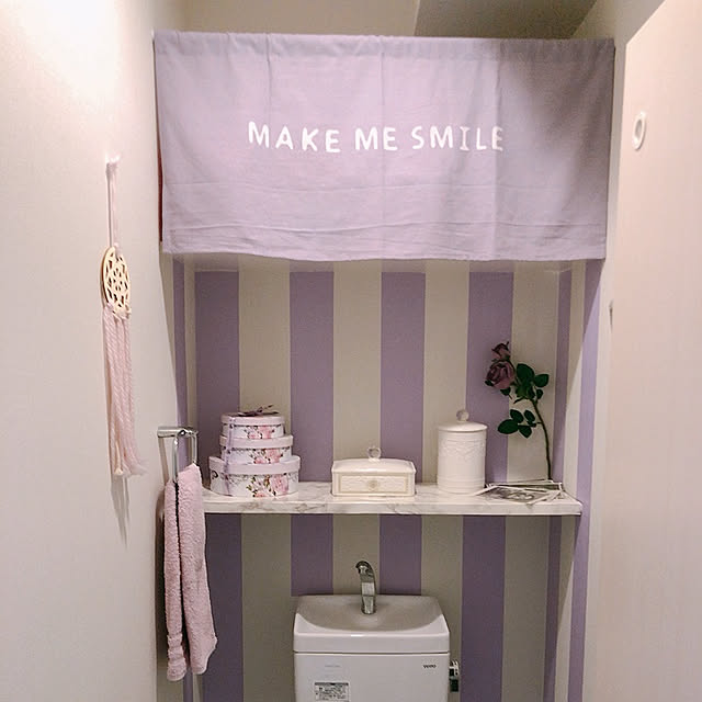 DIY,100均,一人暮らし,ドライフラワー,ラベンダー,姫系,パープル,大人女子,白×パープル,ダイソー,サロンのような部屋に憧れる,Bathroom moe_moeの部屋