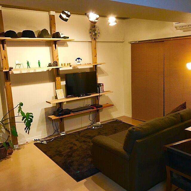 Lounge,ディアウォール棚,ディアウォール,DIY,観葉植物,男前,一人暮らし,ニトリ pennyの部屋